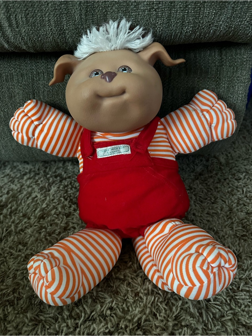 Cabbage Patch Kids koosa Red Overalls with Orange Stripe Outfit